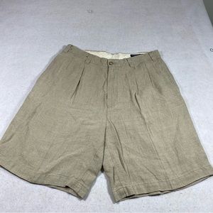 Daniel Cremieux Linen Shorts Cream Pockets Front back Men’s Pleated Sz 34 Shorts